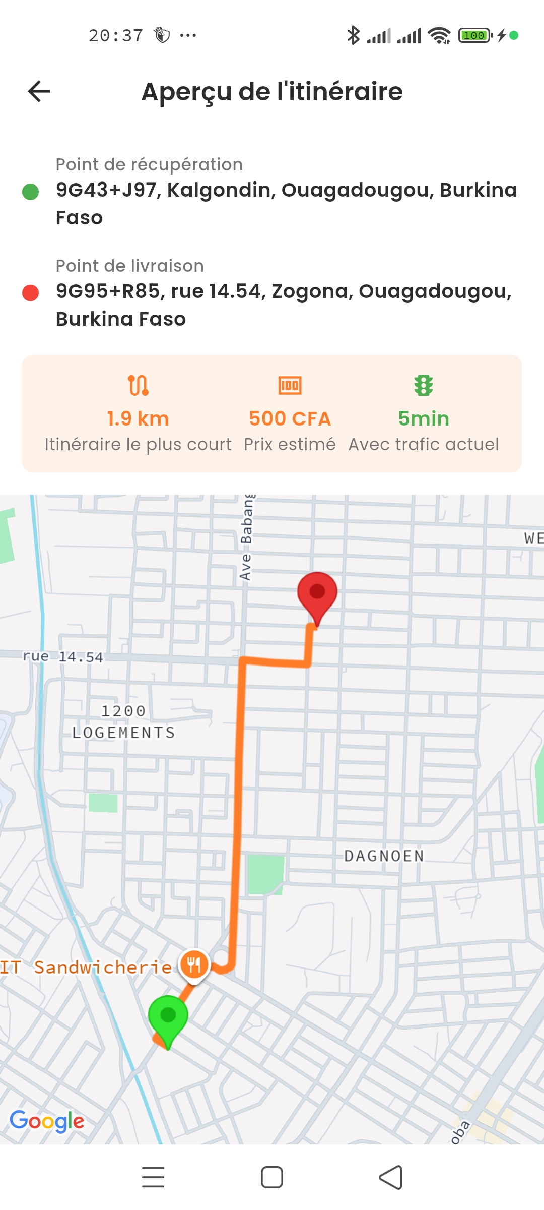 Capture d'écran - Suivez Votre Livraison en Temps Réel